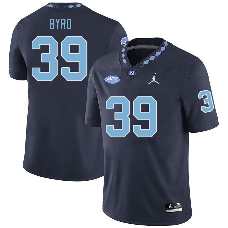 Men #39 Major Byrd North Carolina Tar Heels College Football Jerseys Stitched-Navy